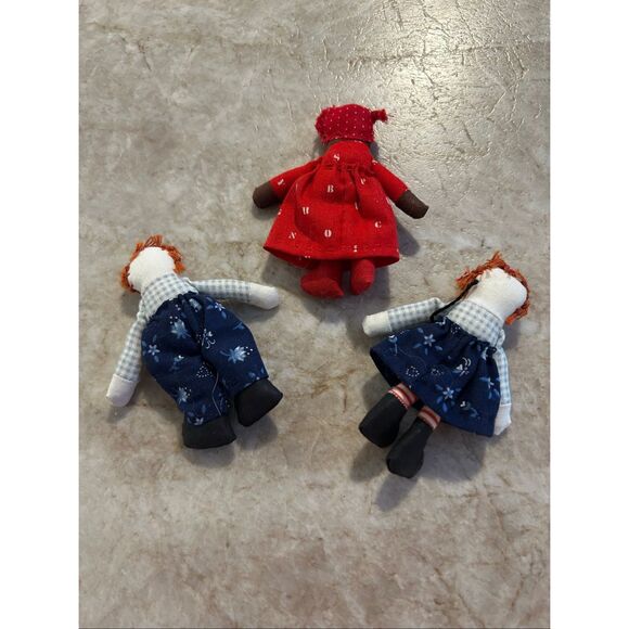 Raggedy Ann & Andy with Goliwog Mini Rag Dolls - Picture 3 of 5